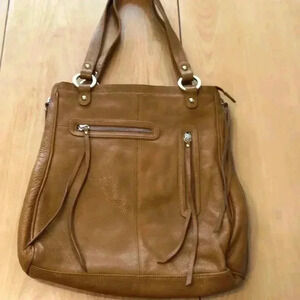 Junior Drake brown leather hobo bag with double straps